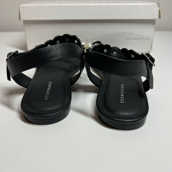 CosmoParis Pearly Leather Slingback Flat Black Sandals Size 10US/ 41EU - Picture 3 of 13